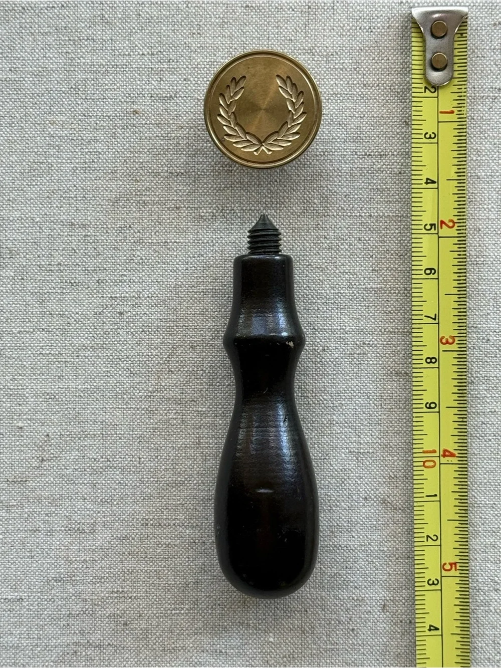 Laurel Wreath Wax Seal Stamp Brass Head Black Wood Handle